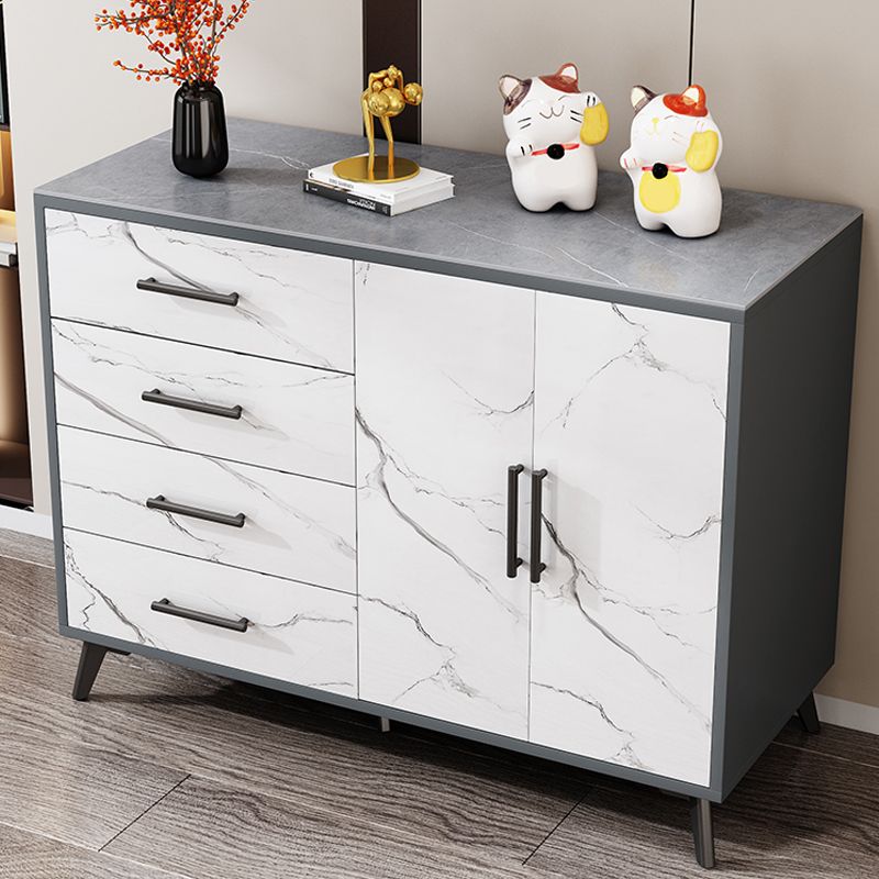 16" Wide Glam Storage Chest Stone Bedroom Chest in White with Drawers