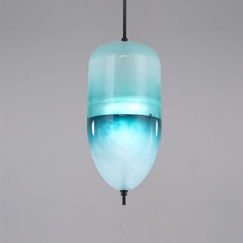 Lampe de suspension en verre de forme ovale créative moderne la lumière suspendue à 1 lumière pour salle à manger