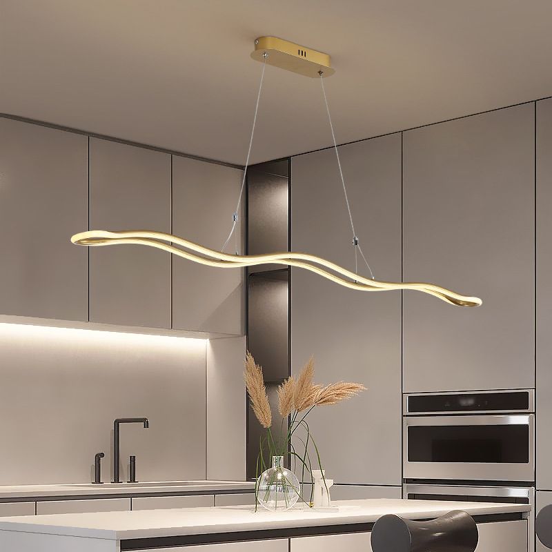 Salle à manger à bande ondulée kit de lampe suspendue acrylique moderniste LED-île pendentif