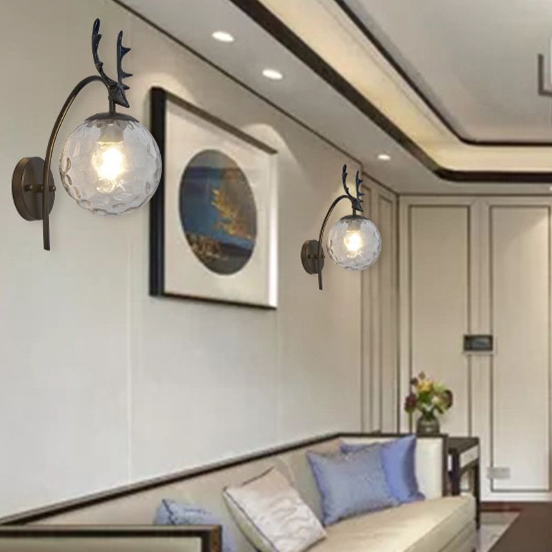 Stile moderno sferico sferico muro di applique in vetro 1 flione leggero per balcone delle scale