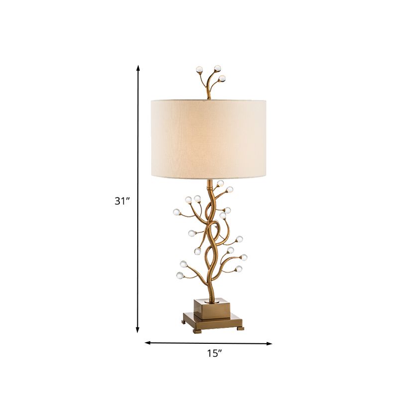 1 tâche cylindrique en cristal éclairage moderniste tissu lampe de nuit en or