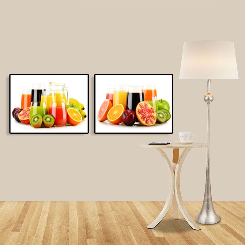 Bright Fruit Juice Canvas Art Textured Modernism Dining Room Wall Decor, Set of 2