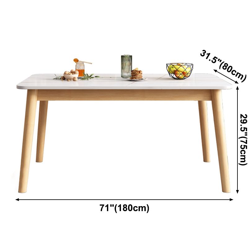 Rubberwood Solid Wood Dining Table Simplicity Dining Table with 4 Legs