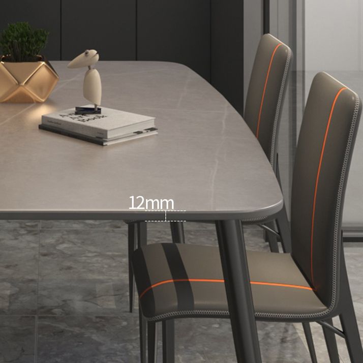 Sintered Stone Indoor Table in Grey Industrial Kitchen Table with 4 Legs