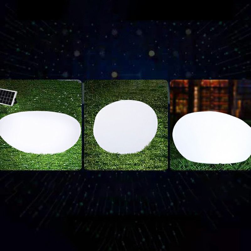 Stone Shaped Rechargeable Landscape Lamp Minimalist Plastic White LED Lawn Light for Yard