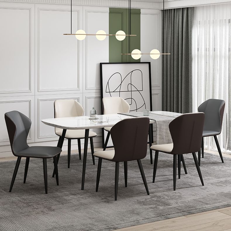 Chaise d'appoint scandinave à oreilles, chaise de salle à manger rembourrée en métal