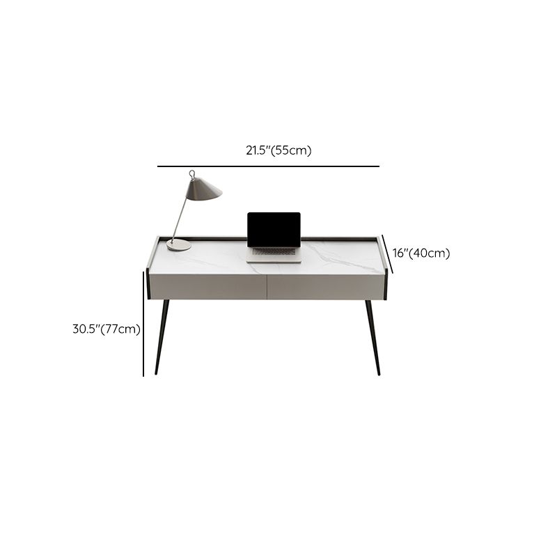 Modern Style Stone Task Desk Rectangular Shape Office Desk with Black Legs