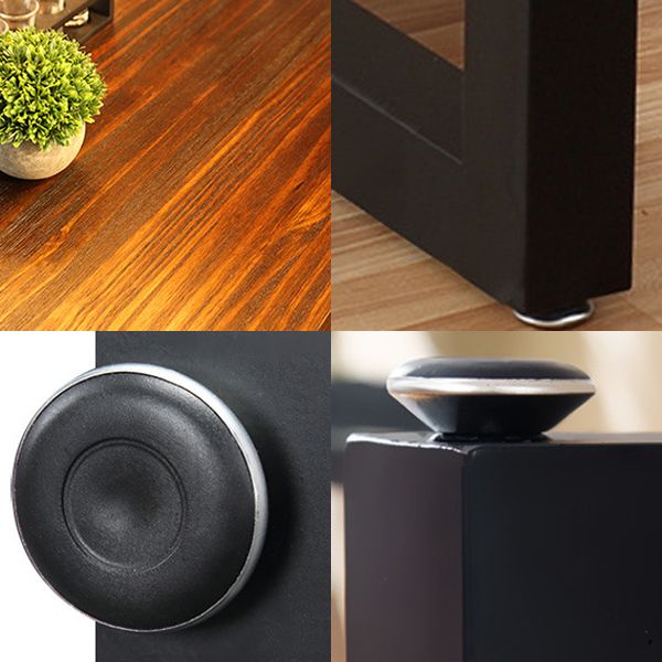 Wood Top Dining Table Industrial Rectangle Table with Sled Base