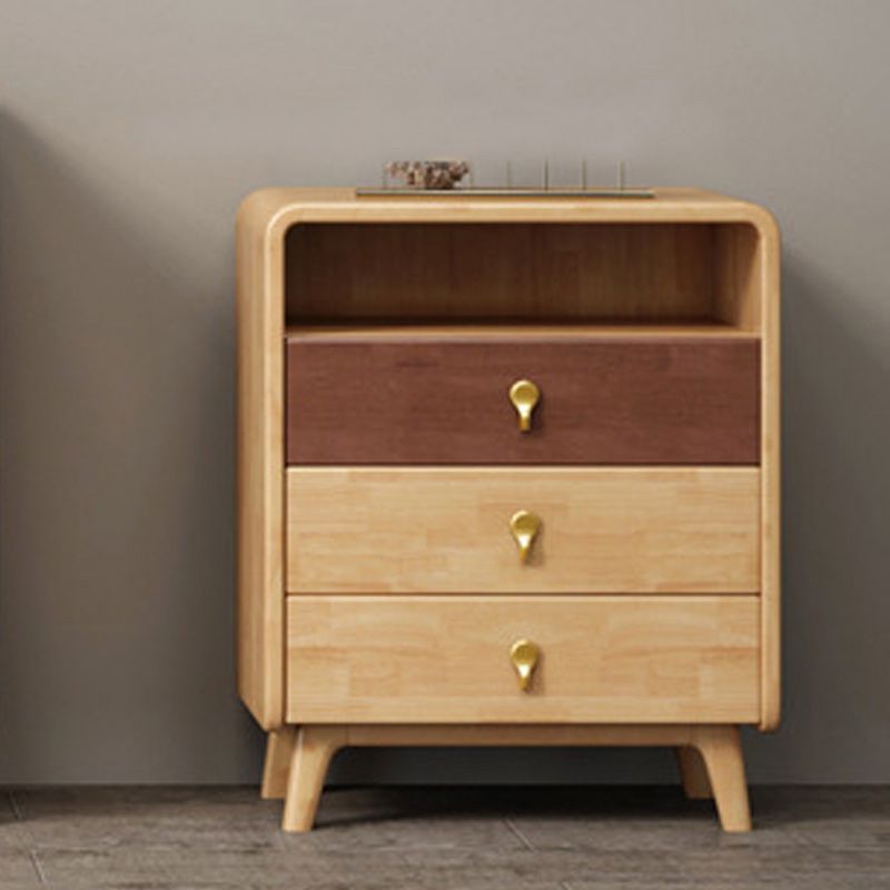 Contemporary Natural Accent Chest with 4 Wooden Legs and Drawers