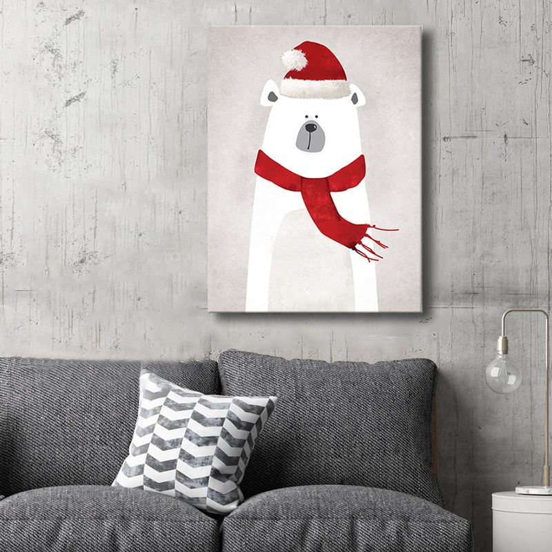 Grey Polar Bear Canvas Textured Children's Art Kids Bedroom Wall Decor, Multiple Sizes