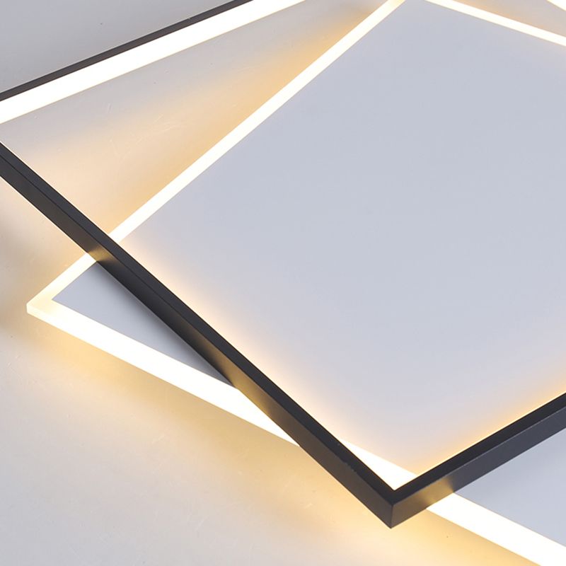 Plafonnier LED noir et blanc de style moderne et concis, plafonnier carré en fer avec abat-jour en acrylique