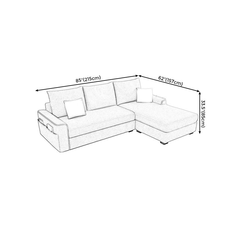 L-Shape Linen Blend Square Arm Sectional with Slipcovered and Storage