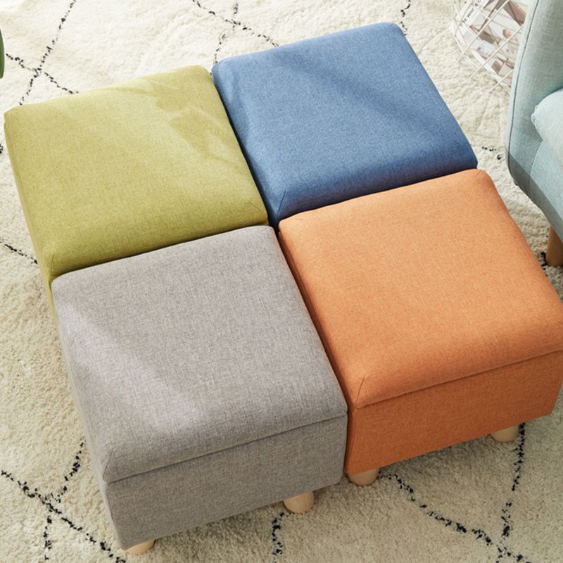 Modern Ottoman Solid Color Square Storage Cotton Linen Fade Resistant Ottoman