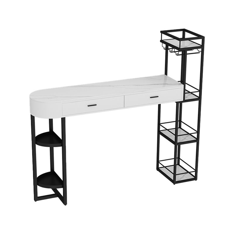 Contemporary Indoor Marble Cocktail Bar Table Storage Sled Bistro Bar Table