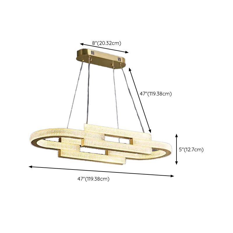 LED Gold Kitchen Island Pendant Oval Metal & Acrylic Ceiling Lighting Fixture