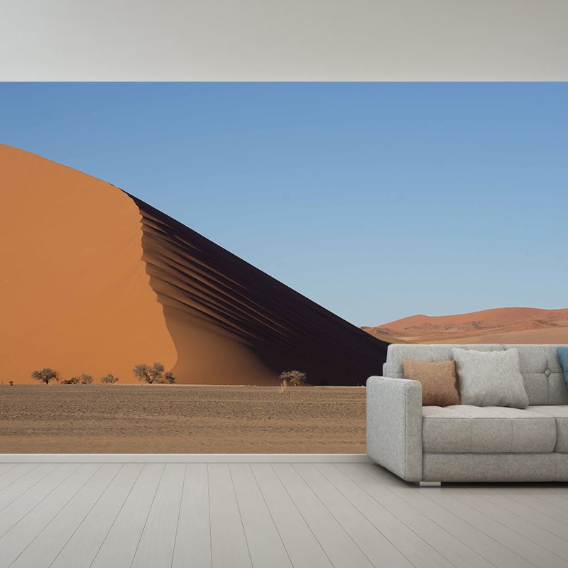 Yellow Desert Scenery Mural Moisture Resistant Wall Art for Sleeping Room