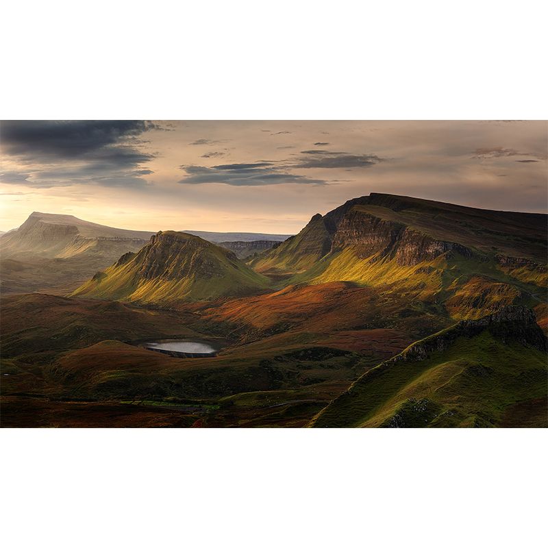Morning Scenery The Quiraing Mural Modern Smooth Wall Covering in Brown for Bedroom