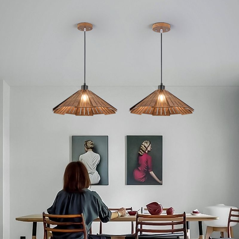 Moderne stijl geometrische down verlichting hout 1 lichte hangende lamp voor eetkamer