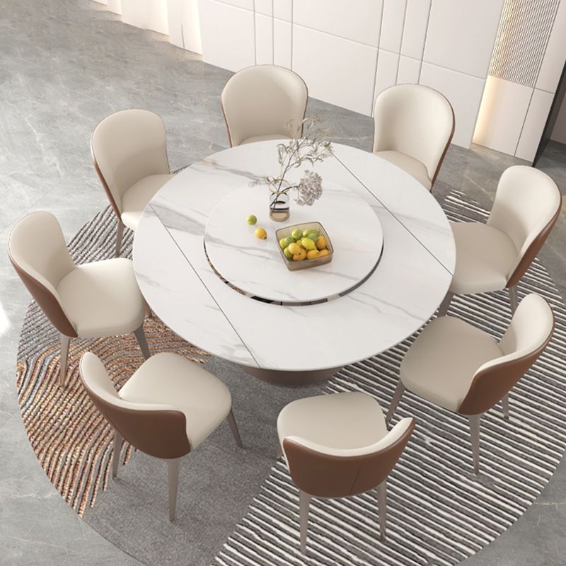 Modern Round Sintered Stone Table Set 1/4/5/7/9 Pieces Dining Set