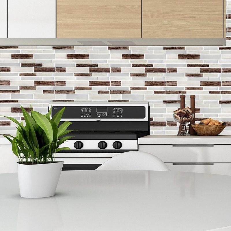 Brown Mosaic Tile Wallpapers Brick Look Farmhouse Easy Peel off Wall Covering for Home