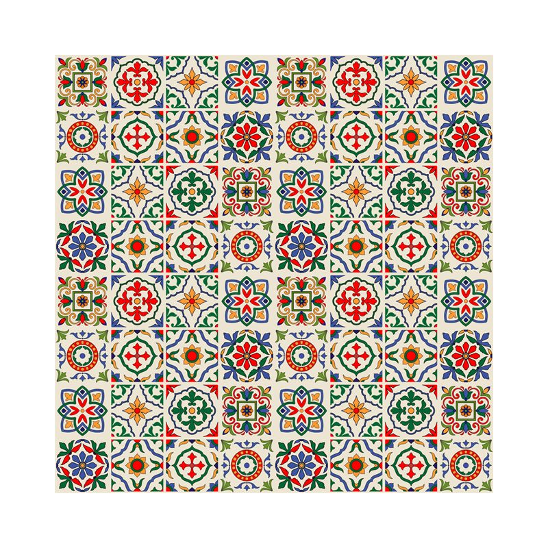 Bohemian Floral Pattern Wallpaper Panels Brown Bathroom Adhesive Wall Decor, 3.5' x 3.5"