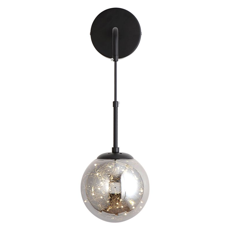 Modern Luxury Globe Wall Sconce 1-Light Wrought Iron LED Wall Light for Living Room
