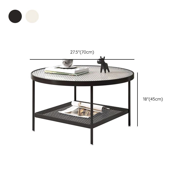 4 Legs Coffee Table Glass Top Coffee Cocktail Table with Shelf