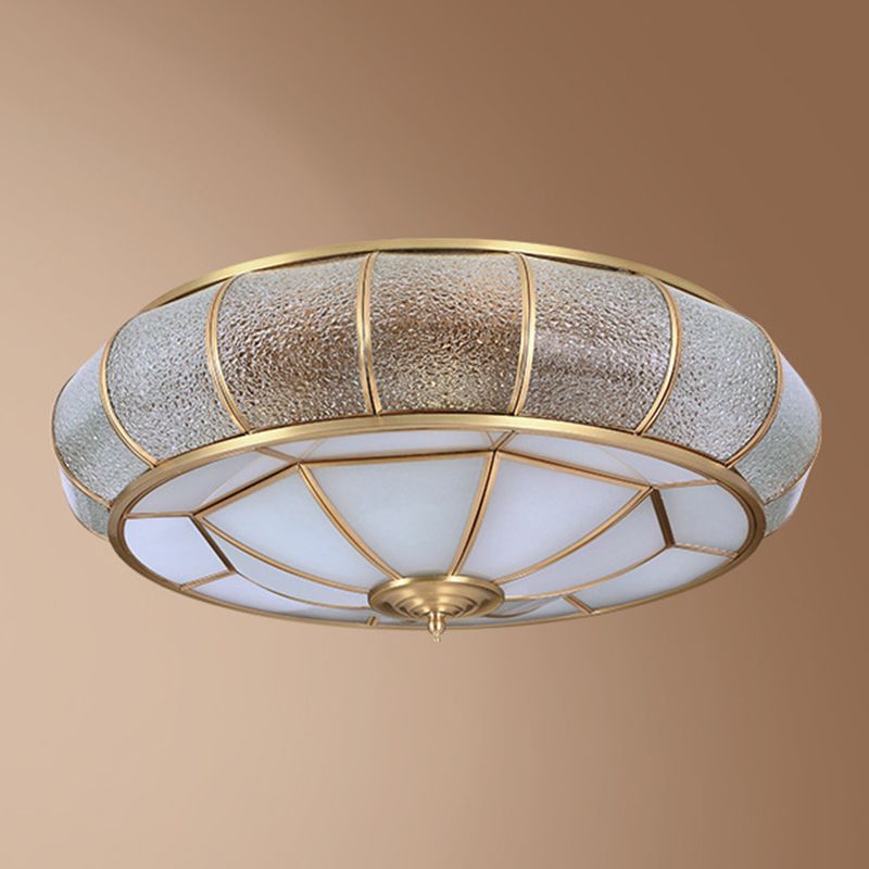 Colonial Vintage cuivre intérieur encastré laiton Bowl suspension avec abat - jour en verre dépoli