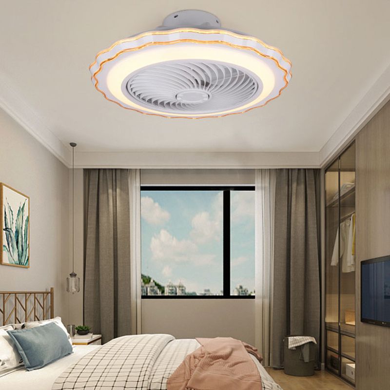 Children's Bedroom Fan Lamp Minimalist LED Semi Flush Mount Ceiling Light