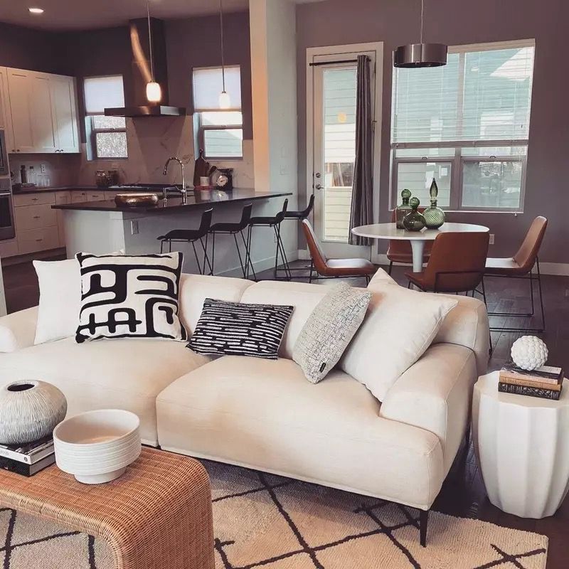 Contemporary Cushions Standard Recessed Arm Sofa for Living Room