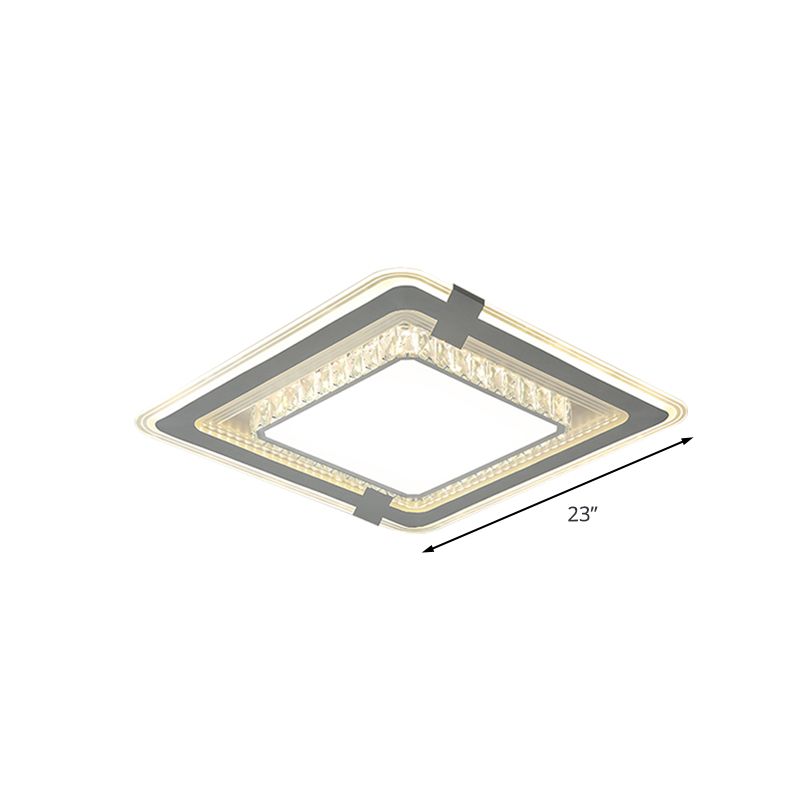 Metal Square Flushmount Lighting Minimalist LED Grey Flush Mount Halterung mit Crystal Block Detail
