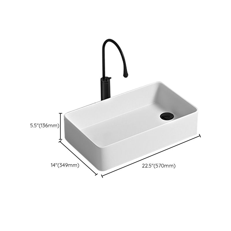 Contemporary Bathroom Sink Porcelain Rectangular Vessel with Pop-Up Drain