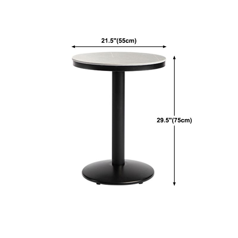 Industrial Gray Bar Table Faux Marble White 21.6" Round Top Bistro Table for Cafe