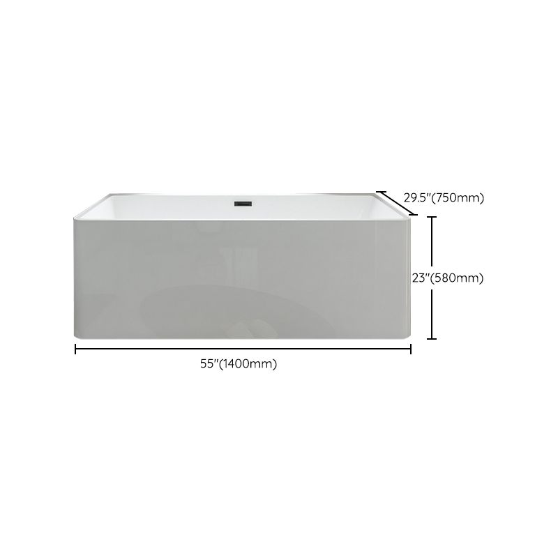Rectangular Freestanding Back to Wall Bathtub Modern Acrylic-Fiberglass Bath Tub