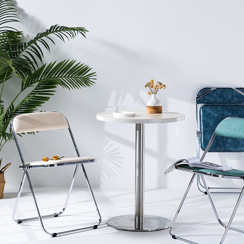 Chaise de salle à manger contemporaine sans accoudoirs, chaise latérale pliante à dossier ouvert avec pieds en métal