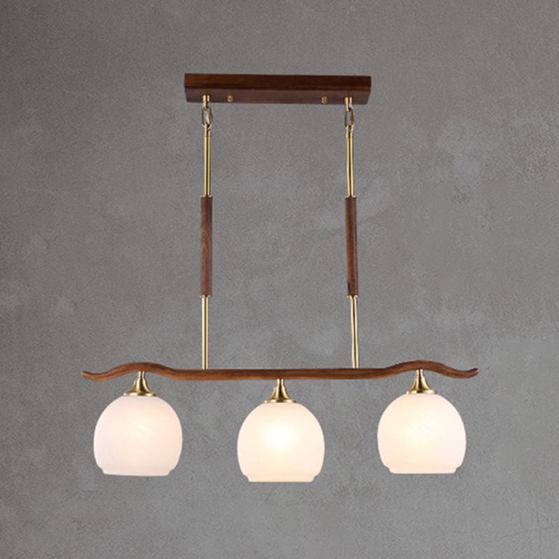 Modern Style Dome Shape Island Lights White Glass Island Lighting in Brown