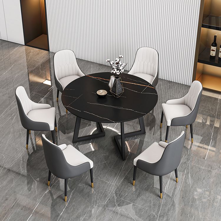 Tavolo da pranzo in pietra sinterizzato glam tavolo da pranzo da cucina standard con doppia base di piedistallo