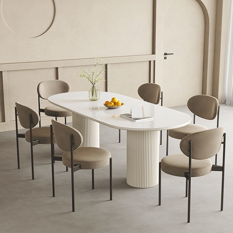 Slate and Metal Table Glam Style Simple Home White Oval Dining Table