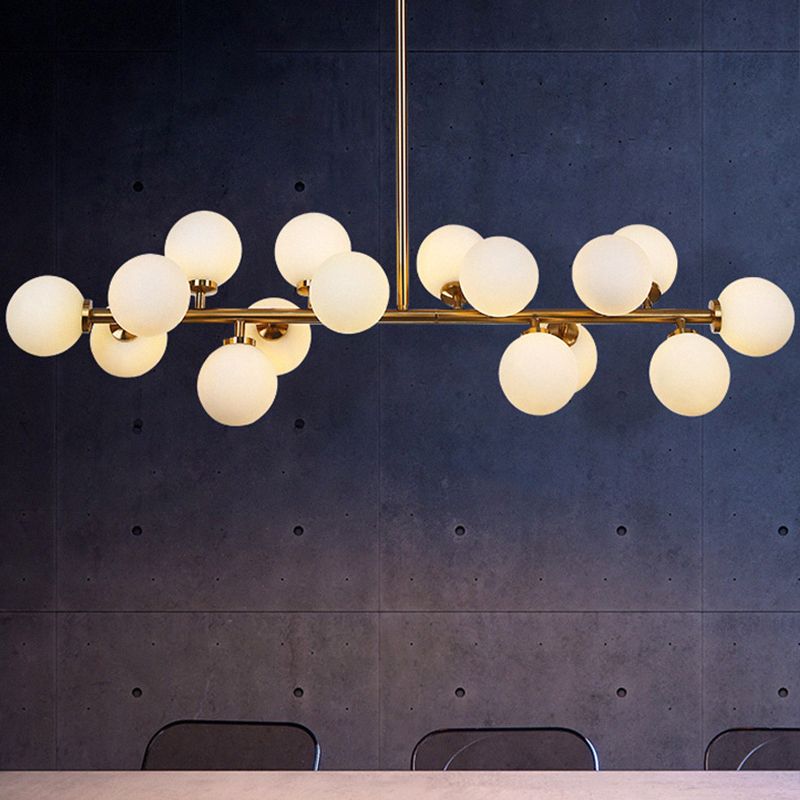Light Isola gorgogliato Isola Postmoderna Opal Glassone glassata 16 lampadine Gold Assicatore Luce del soffitto a sospensione