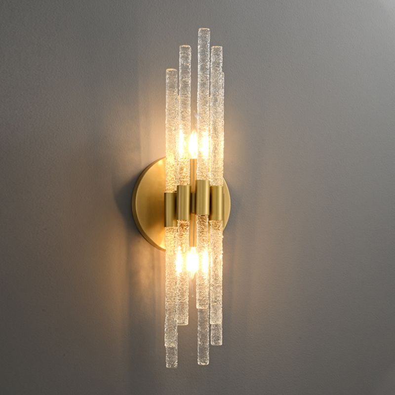 Modern 2 - Light Wall Mounted Sconce Brass and Glass Wall Light in Gold and Clear