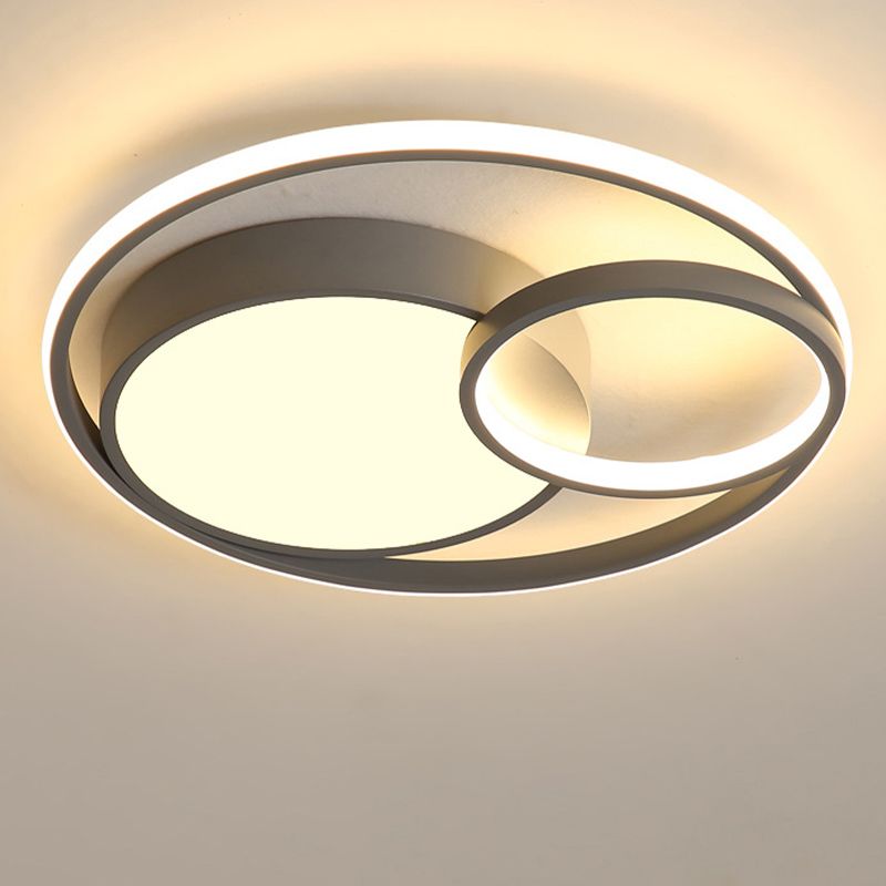 Acrylic Ring Shape Flushmount Lighting Modern Stylish LED Gray/White/Black and White Ceiling Lamp in Warm/White/3 Color Light