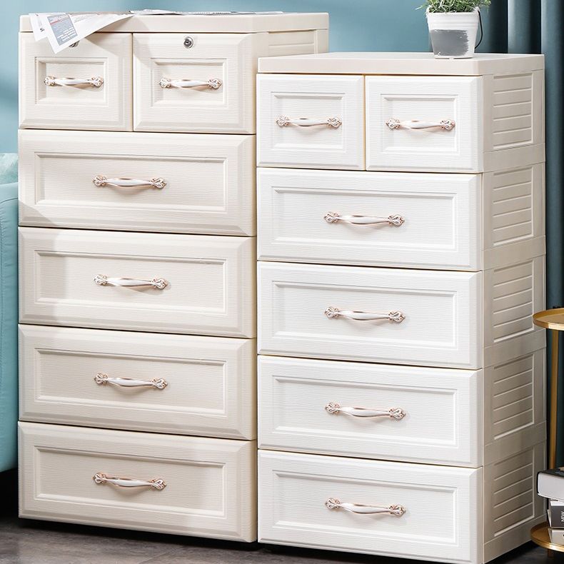Contemporary Vertical Kids Nightstand 6 Drawers Plastic Nursery Dresser for Home