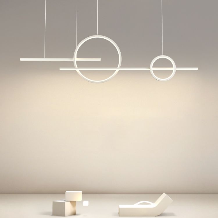 LED Island Lamp Modern Simple Island Hanging Lamp with Silica Gel Shade for Dining Room