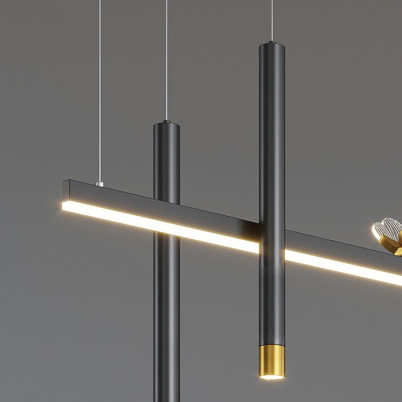 Modern Hanging Ceiling Light 5 Light Pendant Lighting Fixtures in Black Finish