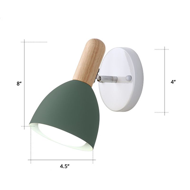 Childrens Style Bell Shaped Sconce Metal 1-Bulb Bedroom Reading Wall Lamp with Pivot Joint