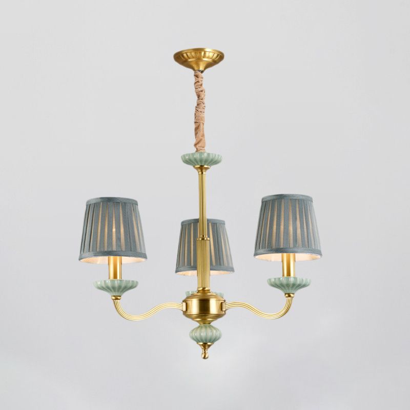 Lampadella in tessuto a 3/6 tradizioni lampadario Accampamento tradizionale in ottone in ottone per la camera da letto con il braccio sinuoso