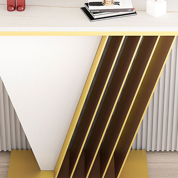 Glam Stone Console Sofa Table Rectangle Iron Accent Table for Hall