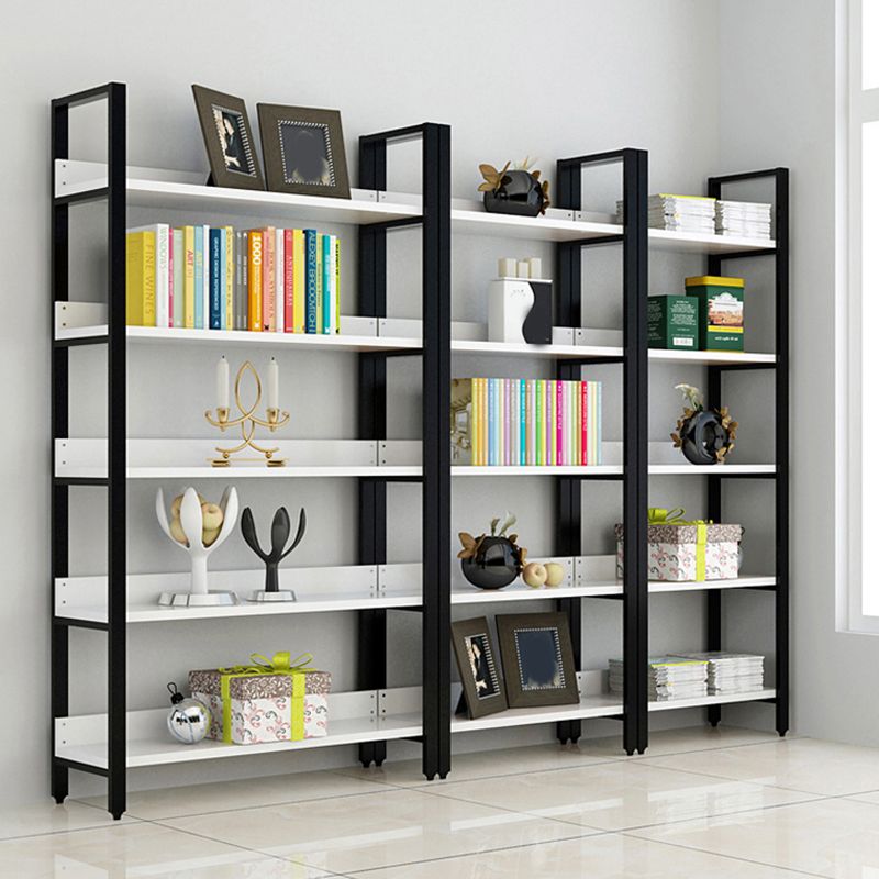 Vertical Industrial Etagere Bookshelf Steel Frame Solid Wood Shelf Bookshelf