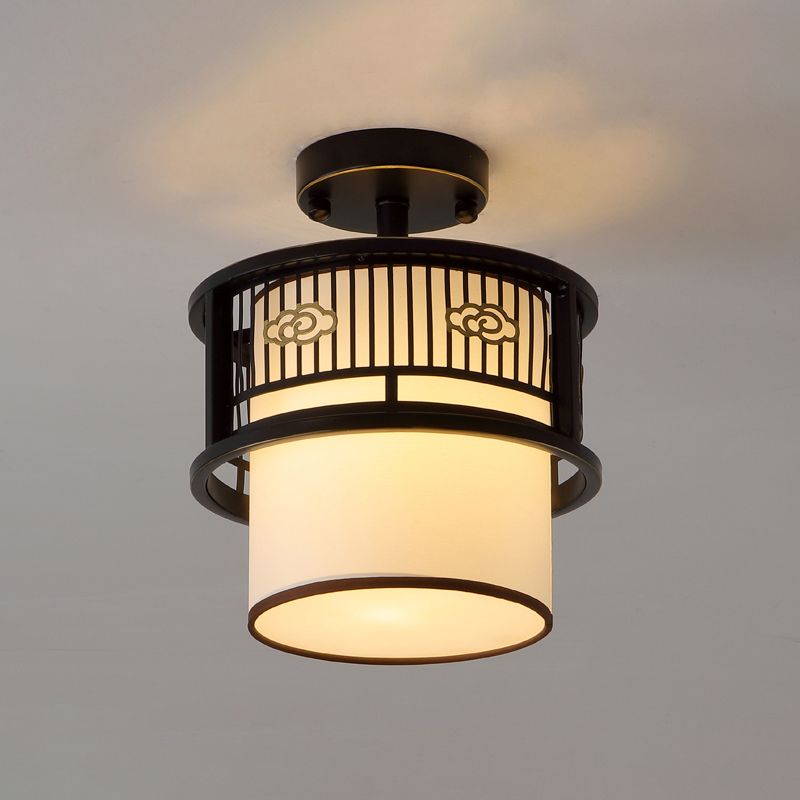 Shaded Aisle Ceiling Flush Mount Traditional-Style Fabric Black Ceiling Mounted Fixture