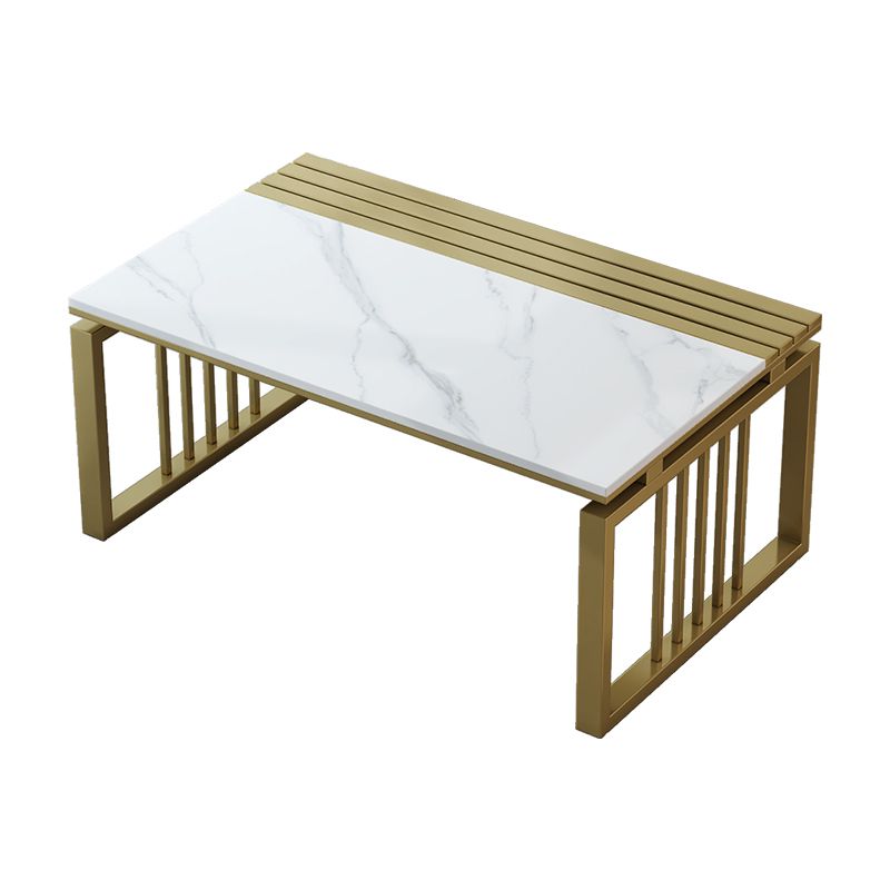 11.8" H Glam Rectangle Slate Coffee Table Steel Sled Cocktail Table